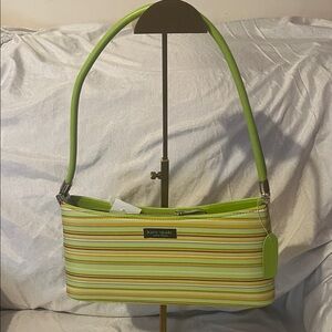 Kate Spade Lime and Yellow Striped Shoulder Bag